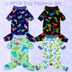 Bienbee Dog Pajamas, 4 Pack Adjustable Onesies for Small to Large Dogs XS | Dog Shedding Suit with Soft Fabric, Breathable & Stretchy, and Adjustable Back Length for Sleeping Lounging and Daily Use