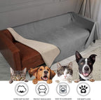 Ameritex Pet Bed Blanket Reversible 100% Waterproof Velvet Super Soft for Sofa and Bed (68x82 Inches, Light Grey+Beige)