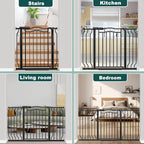 Fairy Baby 71.7"-81.1" Extra Wide Baby Gate for Doorways, Large Pet Gate for Wide Openings, Pressure Mounted Safety Child Gate for Stairs, Metal Auto Close Long Dog Gate with Door Walk Thru, Black