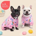 KYEESE Easter Dog Pajamas, Soft Dog Pajamas for Small Medium Dogs Girl, Stretchy Dogs Pjs Velvet Pet Jumpsuit with Eggs & Bunny Pattern, Comfy Lightweight Pet Outfit, Pink, XL