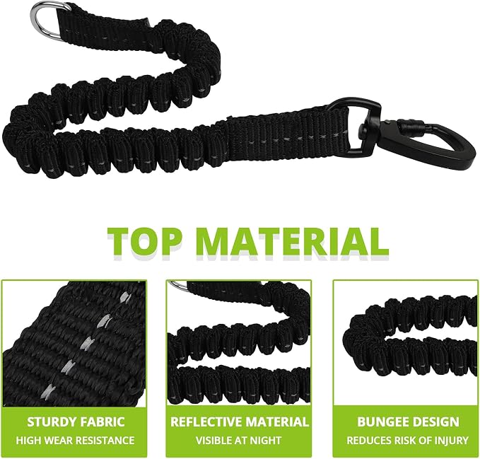 Long Dog Leash 50 FT: Heavy Duty Rope Leashes for Dogs Training with Swivel Lockable Hook Reflective Threads Bungee and Padded Handle - Dog Lead for Large Small Medium Dogs Outside Walking Hiking