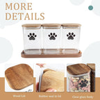 Morezi Dog Treat Container airtight Treats jar for countertop Closet Dog Food Storage 3 Jars with Tray Great for organizing pet Dogs Cats Birds Animal Food Treats Snack Khaki Bar