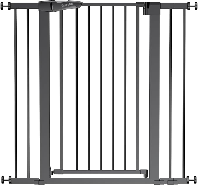 Babelio 36" Extra Tall Baby Gate for Stairs No Drilling, Dog Gate Indoor | Pressure/Wall Mount; Triple-lock System; Auto-close; 200N Impact Tested; Easy Install for Doorways, Kitchen, Hallway, Black
