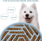 TOBYTO Slow Feeder Dog Bowls Large Medium Breed,Anti-Choking Slow Eating Dog Food Bowl,Non Slip Pet Slower Food Feeding Bowls Large Puzzle Slow Feeder Bloat Stop Maze Dog Dishes,Mist Blue