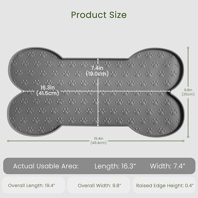 PWTAA Dog Food Mat Anti-Slip Silicone Dog Bowl Mat Thicker Pet Placemat Waterproof Cat Feeder Pad with Raised Edge Puppy Kitten Feeding Mats Suitable Small Medium-Sized Dogs Cats Eating Tray - 2PCS