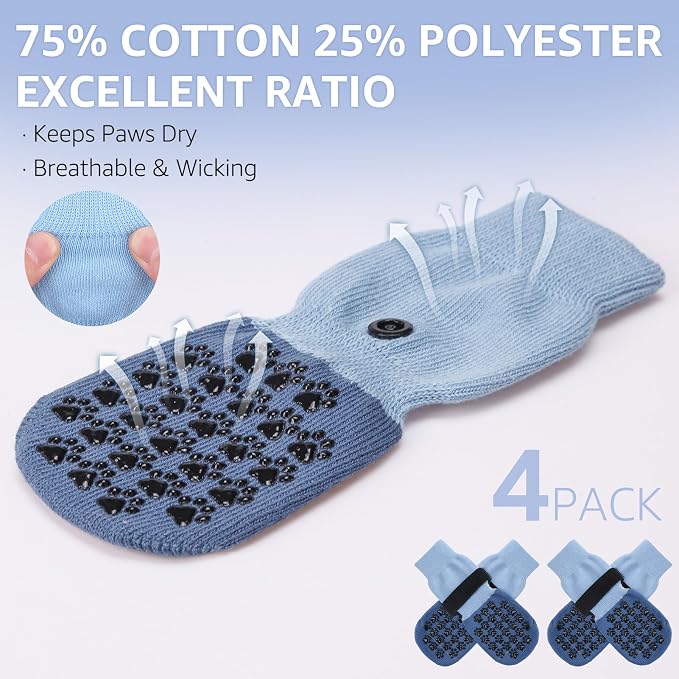 SCENEREAL Dog Socks to Prevent Licking Paws for Hot/Cold Pavement Anti Slip, Dog Shoes for Hardwood Floors, Dog Boots & Paw Protectors with Grippers for Small Medium Large Senior Dogs