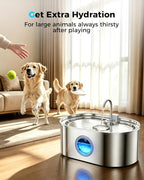 4.2Gal Extra Large Dog Water Fountain, 16L Stainless Steel Pet Water Fountain for Large Dogs, No Spill Dog Water Bowl Dispenser with Deeper Wider Bowl, 68-Cup Water Tank for Multi-Pet(with 7 Filters)