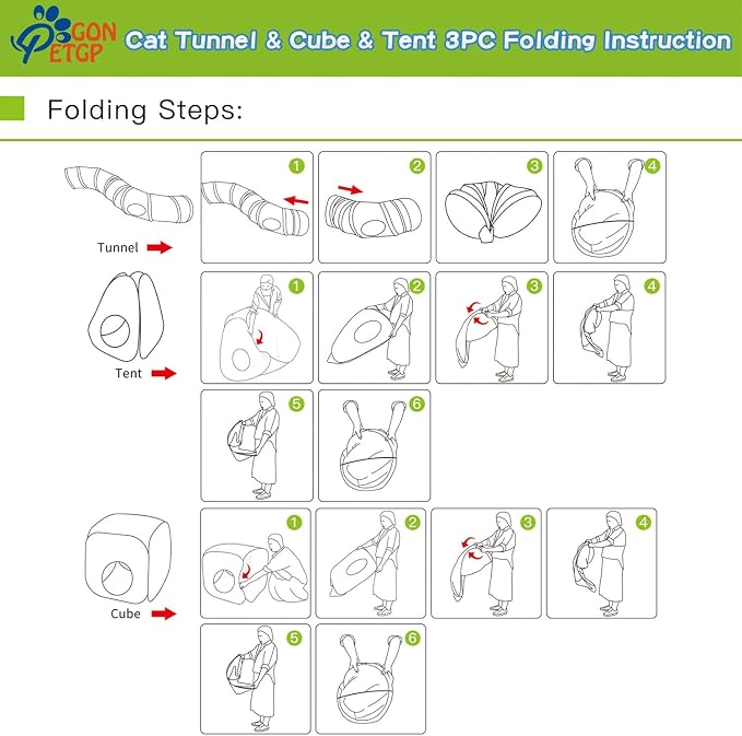 Outdoor Cat Enclosures, Cat Tunnels Catio Tents Cubes for Indoor Cats with Play Ball, Collapsible Outside Playpen Tunnel for Kitty, Rabbit, Puppy and Small Animals