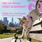 rabbitgoo Cat Harness and Leash Set, Escape Proof Vest, Pink & Light Purple | Soft Breathable Mesh, Easy Adjustable Fit, Snap Buckles, Sturdy Clip, Reflective Strips, for Medium to Large Cats Walks, M