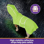 Kimee Dog Raincoat Reversible, Single Side Slicker Poncho Adjustable Waterproof Dog Rain Jacket with Leash Hole/Reflective Stripe Hooded Snowproof Windproof Clothes for Small to 3X-Large Dogs, S