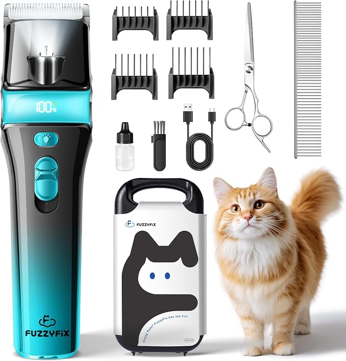 Cat Clippers for Grooming with 5-in-1 Blade Cat Grooming Kit | Cordless Rechargeable Hair Trimmer Detachable Stainless Steel Blade Pet Shaver for Small Kitty Paw Face Head Body