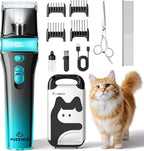 Cat Clippers for Grooming with 5-in-1 Blade Cat Grooming Kit | Cordless Rechargeable Hair Trimmer Detachable Stainless Steel Blade Pet Shaver for Small Kitty Paw Face Head Body