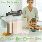 Viretec Rice Storage Container, 15 to 20lb Dry Food Airtight Dispenser, Pet Dog Cat Food Canister, BPA Free Clear Plastic Kitchen and Pantry Bin for Oatmeal, Cereal, Pasta, Flour Pack of 2 Grey