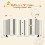 PUPETPO Freestanding Pet Gate for Dogs, Indoor Wooden Dog Gate for House, Foldable Dog Gate for Doorway, Stair, Gates for Dogs Indoor, 80 Inch Wide, 4 Panels 32", White