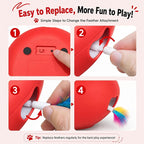 Cat Toys Automatic Interactive Cat Toy for Indoor Cats, Red | Rechargeable Cat Toys Interactive, Quiet Pop-Up Kitten Toy, Smart Sensor Feather Toy, Simulates Hunting, with 6 Random Holes