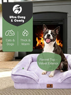 Spotted Play Orthopedic Dog Bed with Sides - Sofa Beds for Small Dogs, Supportive Foam Pet Couch Bed with Washable Removable Cover, Waterproof Lining and Non-Slip Bottom, Purple - S