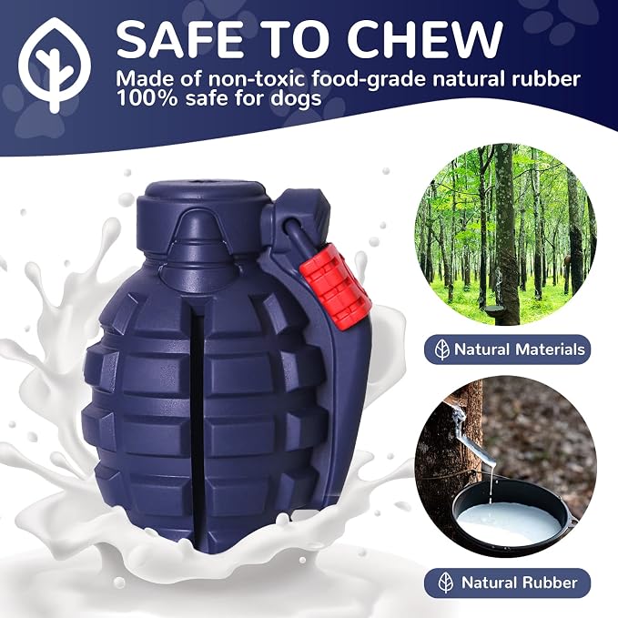 Dog Toys for Aggressive Chewers Large Breed, for German Shepherd, Indestructible Interactive Treat Dog Toys for Large Medium Breeds, Food Grade & Tough Rubber, Fun to Chew, Chase and Fetch (Blue)