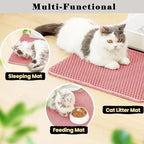 HCY&WLD Cat Litter Mat, Honeycomb Double Layer Litter Trapping Mat | Safe Materials, Soft on Paws, Waterproof Urine Proof Non-Slip, Protects Floors, Less Waste, Easy to Clean, Pink, 30" x 22"