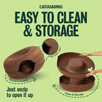 Peekaboo Cat Cave Donut for Multiple & Large Cats up to 30-45 lbs, 3-in-1 Self Warming Cat Bed, Tunnel & Scratcher for Indoor Cats, Washable & Detachable Small Dog Bed (Brown, Large)