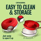 Peekaboo Cat Cave Donut for Multiple & Large Cats up to 30-45 lbs, 3-in-1 Self Warming Cat Bed, Tunnel & Scratcher for Indoor Cats, Washable & Detachable Dog Bed (Ruby Snowball, Large)