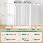COMOMY 36" Extra Tall Baby Gate for Stairs, Fits 29.5" to 48.8" Openings | Auto Close Extra Wide Dog Gate for House, Pressure Mounted Easy Walk Through Pet Gate with Door, White