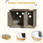 Hzuaneri Cat Litter Box Enclosure, Hidden Litter Box Cabinet Furniture | Indoor Cat House with Bell, Farmhouse Style, 31.5 x 19.7 x 20.9 Inches, for Hallway, Bedroom, Light Ivory and Brown CB82405X