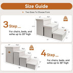 Zerbuger Dog Stairs with Storage, Beige 3 Steps Dog Ramp no Condo for Bed | 18" H Wider Dog Steps for High Beds Couch, Folding Storage Pet Stairs Gift for Climbing Small/Medium/Large Old Dogs Cats