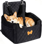 Dog Car Seat for Small Dogs, Dog Booster Seat Filling in Thick Memory Foam with 2 Safety Leashes and Storage Pocket, Suitable for Pet Under 30lb or 2 Puppies (Black)