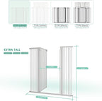 51" Extra Tall Cat Gate 30"-49.27" Wide, Auto Close, Pressure Mounted, for Cats & Small Dogs, Hallway, Stairs, Kitchen, Not Baby Gate,White