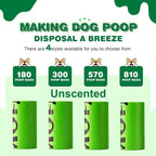 Dog Poop Bag Rolls 570 Count with Dispenser, Biodegradable Unscented Pet Waste Bags, Guaranteed Extra Thick, Leak Proof Doggie Refill Bags for Easy Cleanup, Big Size 9 x 13 Inches