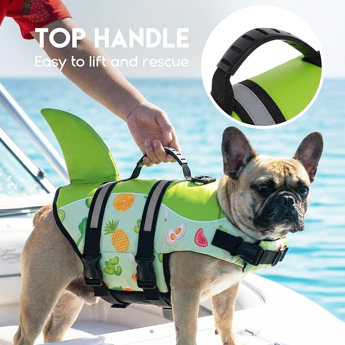 ASENKU Dog Life Jacket - Pet Safety Vest for Swimming & Boating, Shark Life Jacket with Floatation, Dog Lifesavers Swimsuits for Small Medium Large Dogs (Fruit, 2XL)