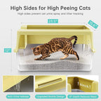 Stainless Steel Cat Litter Box, XL High Sided Open Top Litter Pan, 1 Scoop | Extra Large Litter Box for Big Cats, High Sides, Anti-Urine Leakage, Non-Stick, Odor-Free, Easy Clean, Reduce Litter Tracking