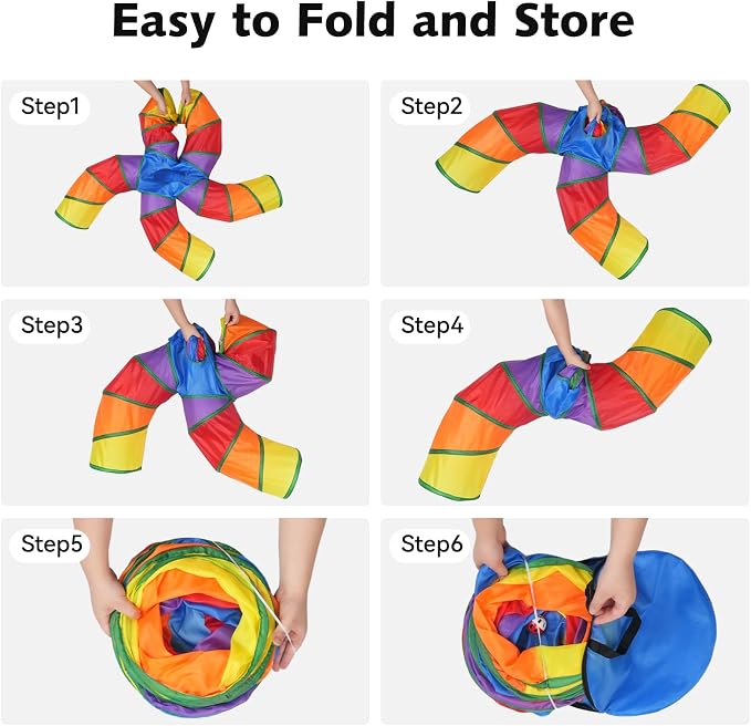 Joytale Cat Tunnel for Multiple Cats, 5-Way Indoor Tube Toy to Chase & Hide | Bell ball & Toy Mouse Included; Peekaboo Hole; Pops Open & Folds Into Zip Bag; Fits Cats to ~12 lb; Kittens & Rabbits Too