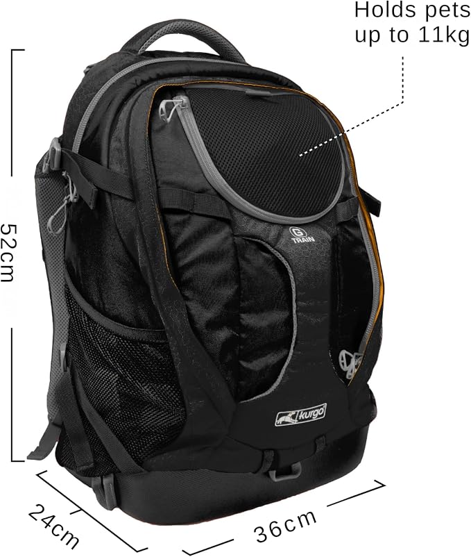 Kurgo G-Train Pet Carrier Backpack, Navy Blue | Cat & Dog Daypack for Outdoors & Travel, Waterproof Bottom, Ventilated Mesh Panels, Storage Pockets, For Pets up to 25Lbs