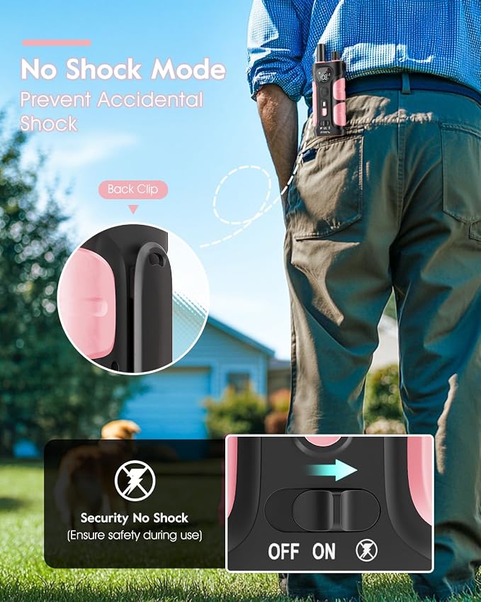 SLOPEHILL Dog Shock Collar,4200FT Dog Training Collar with Remote,Pink | IP68 Waterproof e Collar with Beep,Vibration,Safe Shock,Light,No Shock Mode,Shock Collar for Small Medium Large Dog 8-140lbs