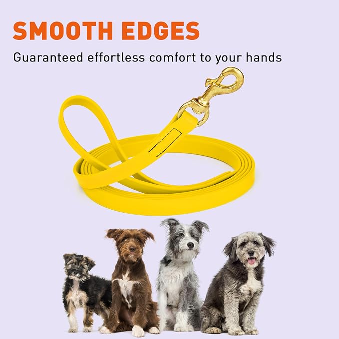 Viper Biothane K9 Working Dog Leash Waterproof Lead for Tracking Training Schutzhund Odor-Proof Long Line with Solid Brass Snap for Puppy Medium and Large Dogs, 15ft Lemon Yellow