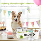 28oz Metal Dog Treat Container Set of 3,Dog Treat Jars with Airtight Lids,Cat Treat Jar,Dog Treat Canister for Countertop,Coated Galvanized Steel Dog Treats Station-White