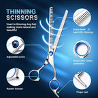 8-in-1 Cat Dog Grooming Scissors Set | with Comb, Nail Clipper, Brush