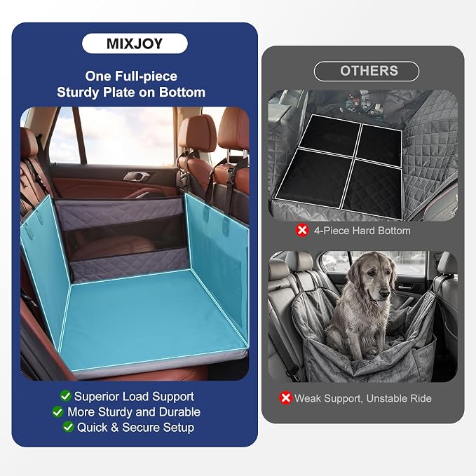 MIXJOY Dog Car Seat for Large Medium Dogs - with Dog Bed Inside, Back Seat Extender for Pets, Waterproof Pet Carseat for Medium Sized Pet, Hammock for Pet, with Storage Pocket