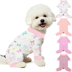 Bienbee Dog Pajamas, 4 Pack Adjustable Onesies for Small to Large Dogs M | Dog Shedding Suit with Soft Fabric, Breathable & Stretchy, and Adjustable Back Length for Sleeping Lounging and Daily Use
