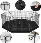PETIME Foldable Metal Dog Exercise Pen/Pet Puppy Playpen Kennels Yard Fence Indoor/Outdoor 8 Panel 24" W x 30" H with Bottom Pad