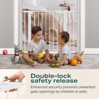 Cumbor 29.7-40.6" Baby Gate for Stairs, Mom's Choice Awards Winner-Dog Gate for Doorways, Pressure Mounted Auto-Close Pet Gates for Dogs Indoor, Safety Child Gate with Easy Walk Thru Door, White