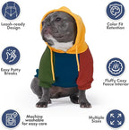 Spark Paws Dog Hoodie – Premium Dog Sweater for Small, Medium, and Large Dogs | Warm Outfits for French Bulldogs, Pitbull, Puppy, Winter Jacket Alternative - Primary Color Block - 2XL