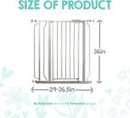 Regalo Safety 36" Extra Tall Baby Gate, Bottom of Stairs & Doorways | Fits Openings 29"-36.5" Wide, Pressure Mounted with Door, For Babies, Toddlers & Pets, Platinum