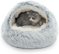 CATISM Cat Bed Hooded Cat Beds for Indoor Cats or Small Dogs | Warm Soft Plush Comfortable Removable Washable with Non-Slip Bottom