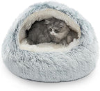 CATISM Cat Bed Hooded Cat Beds for Indoor Cats or Small Dogs | Warm Soft Plush Comfortable Removable Washable with Non-Slip Bottom