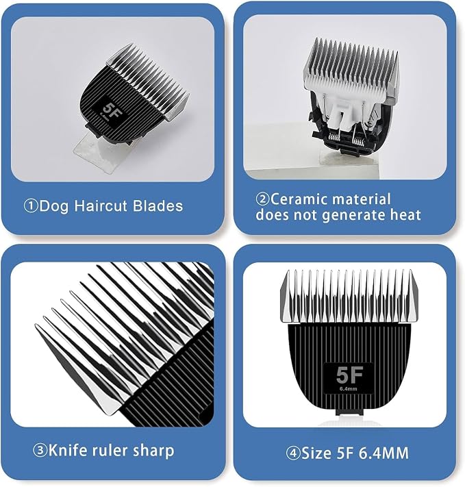 Replacement Blade for nebot P1 Pro Pet Grooming Kit & Vacuum Size-5F | Cut Length 1/4”(6.3mm),2 Pack