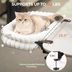 CHEERPALS Cloud Cat Bed Desk Mounted Hammock for Indoor Cats Perch Foldable | Reversible Mesh Warm Plush Mat, 90° Space Saving, Machine Washable Support Pet Bed for Kitty and Puppy(White, Medium)