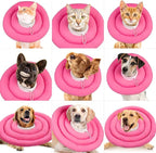 IDOMIK Dog Recovery Collar, Waterproof Soft Dog Cone After Surgery | Comfy Protective Elizabethan Collar Alternative for Dogs Cats, Adjustable Pet Neck Donut Cone Anti-Licking Wounds,Rose,L