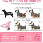 SlowTon No Pull Dog Harness - Heavy Duty Dog Harness and Leash Set for Medium Large Dogs, Reflective Tactical Harness with Soft Padded and Front Clip for Easy Walk and Training (Pink, L)